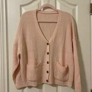 Pink knit oversized cardigan